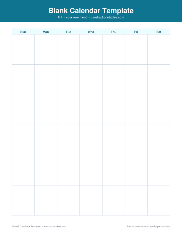 Blank Calendar Template