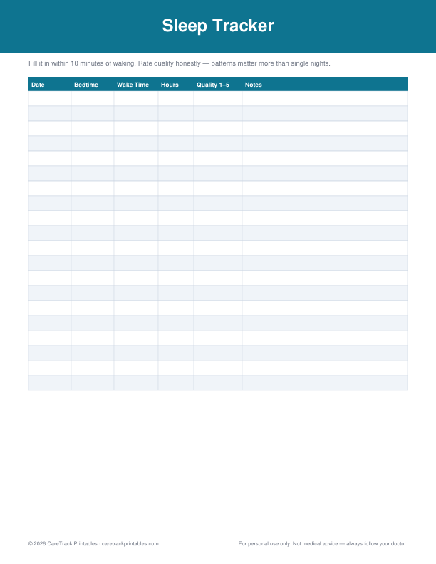 Free Printable Sleep Tracker